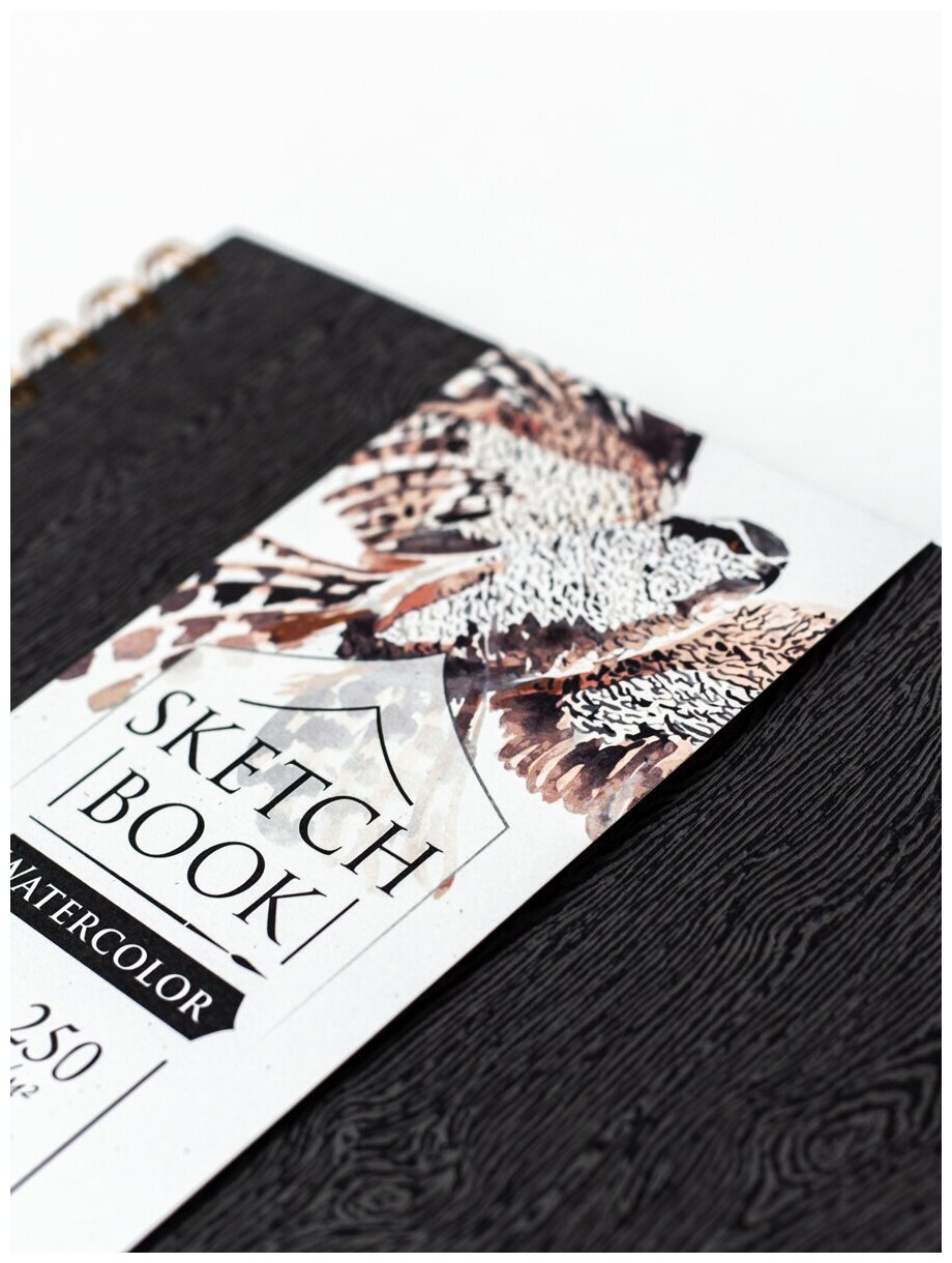 Скетчбук Малевичъ для акварели White Swan, черный, Torchon, 250 г/м, 16х16, 20л